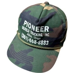 Vintage Young An Pioneer Oilfield Trucking Camo Rope Snapback Hat Alice Texas